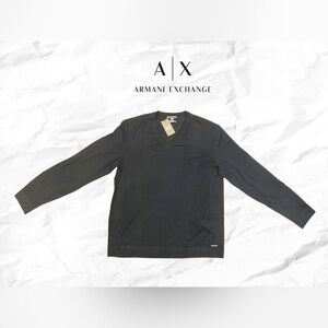 Armani Exchange Classic Black V-Neck Merino Wool Sweater